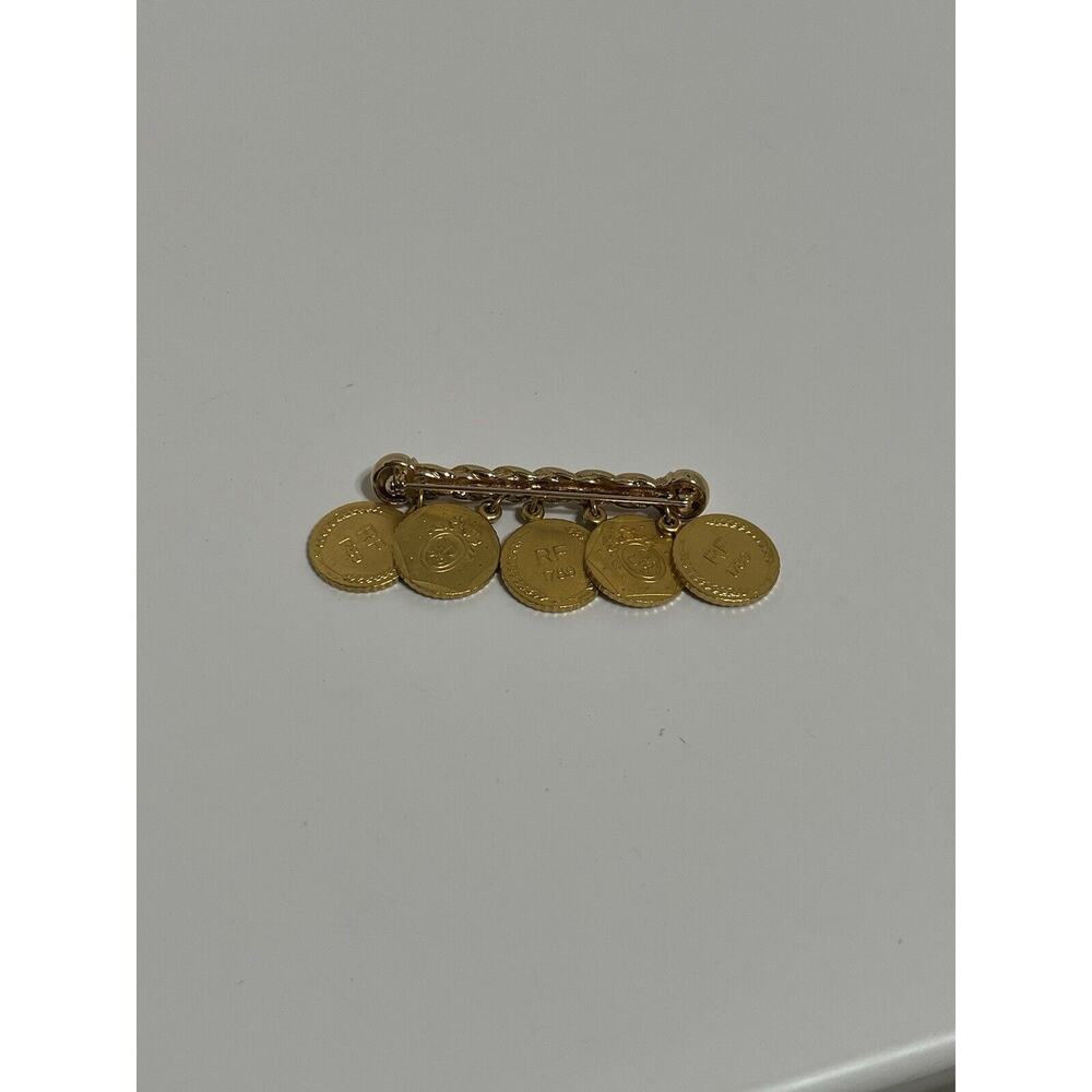 Vtg Christian Dior 1989 French Bicennential Gold Coin Brooch - Picture 4 of 7